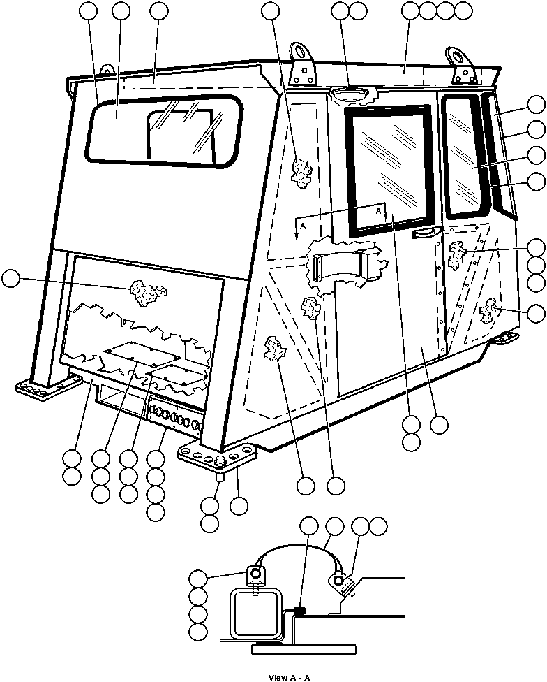Komatsu parts book diagram for AFP49-A thru E  530M  S/N A30001-A30008 (DH627-0): CAB ASSEMBLY - 2