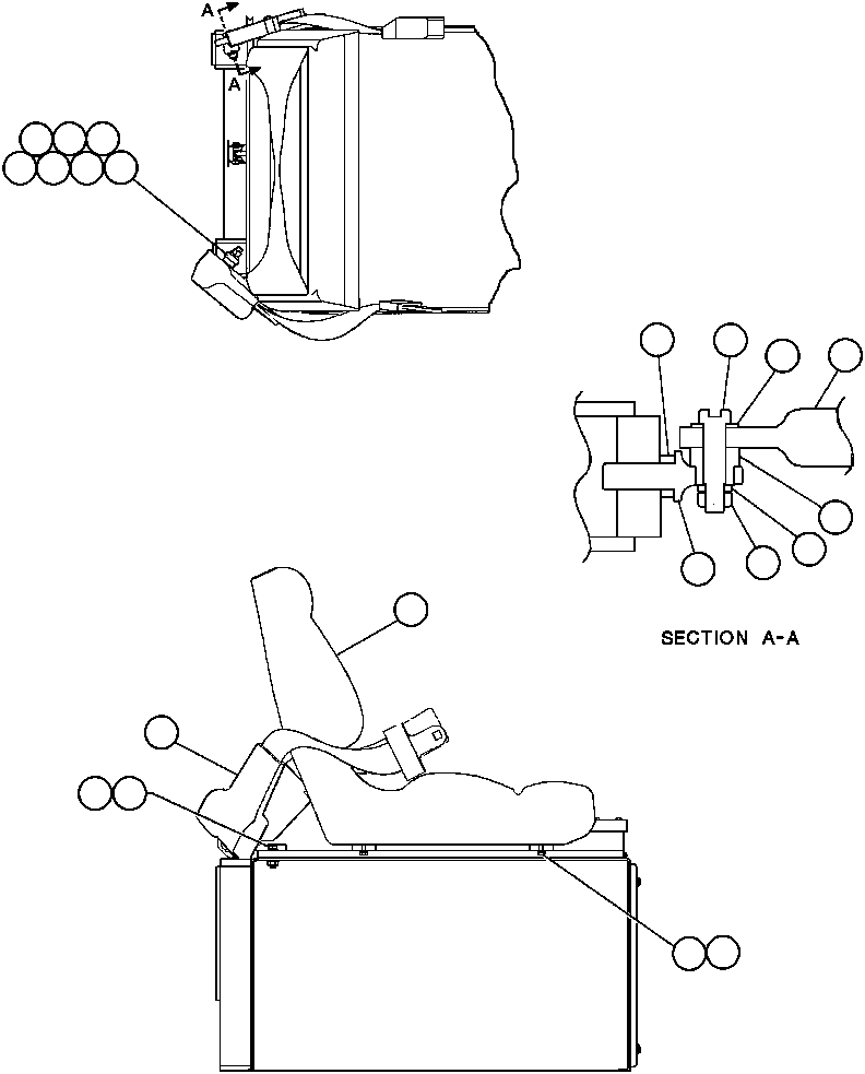 Komatsu parts book diagram for AFP49-A thru E  530M  S/N A30001-A30008 (DH627-0): PASSENGER SEAT INSTALLATION