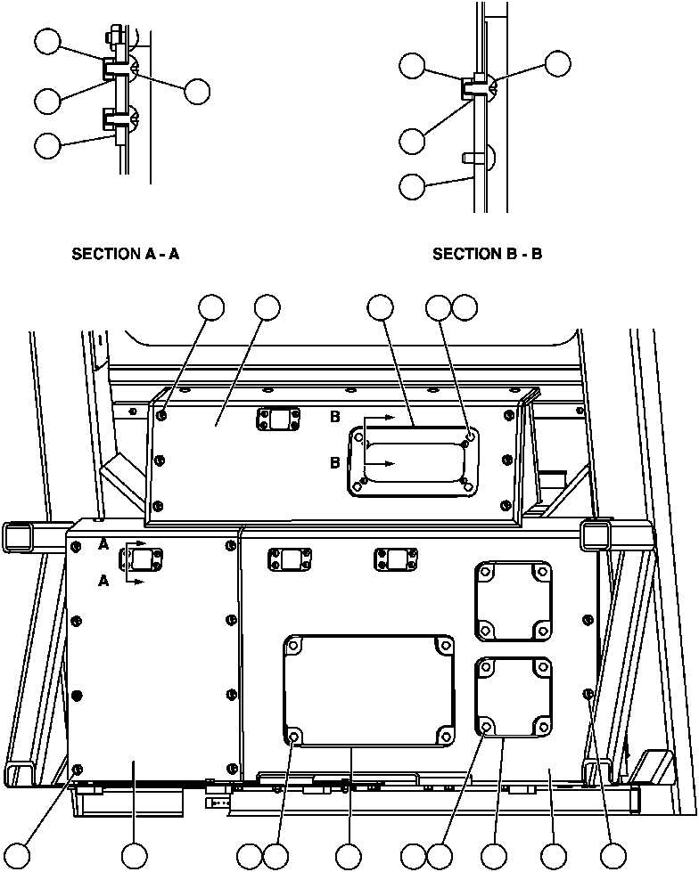 Komatsu parts book diagram for AFP49-A thru E  530M  S/N A30001-A30008 (DH627-0): REAR CAB PANEL - COVERS