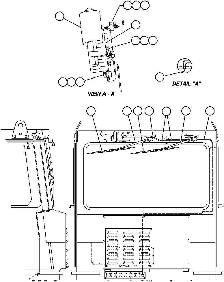 Komatsu parts book diagram for AFP49-A thru E  530M  S/N A30001-A30008 (DH627-0): WINDSHIELD WIPER INSTALLATION
