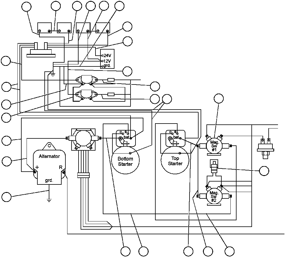 Komatsu parts book diagram for AFP49-A thru E  530M  S/N A30001-A30008 (DH627-0): STARTER WIRING