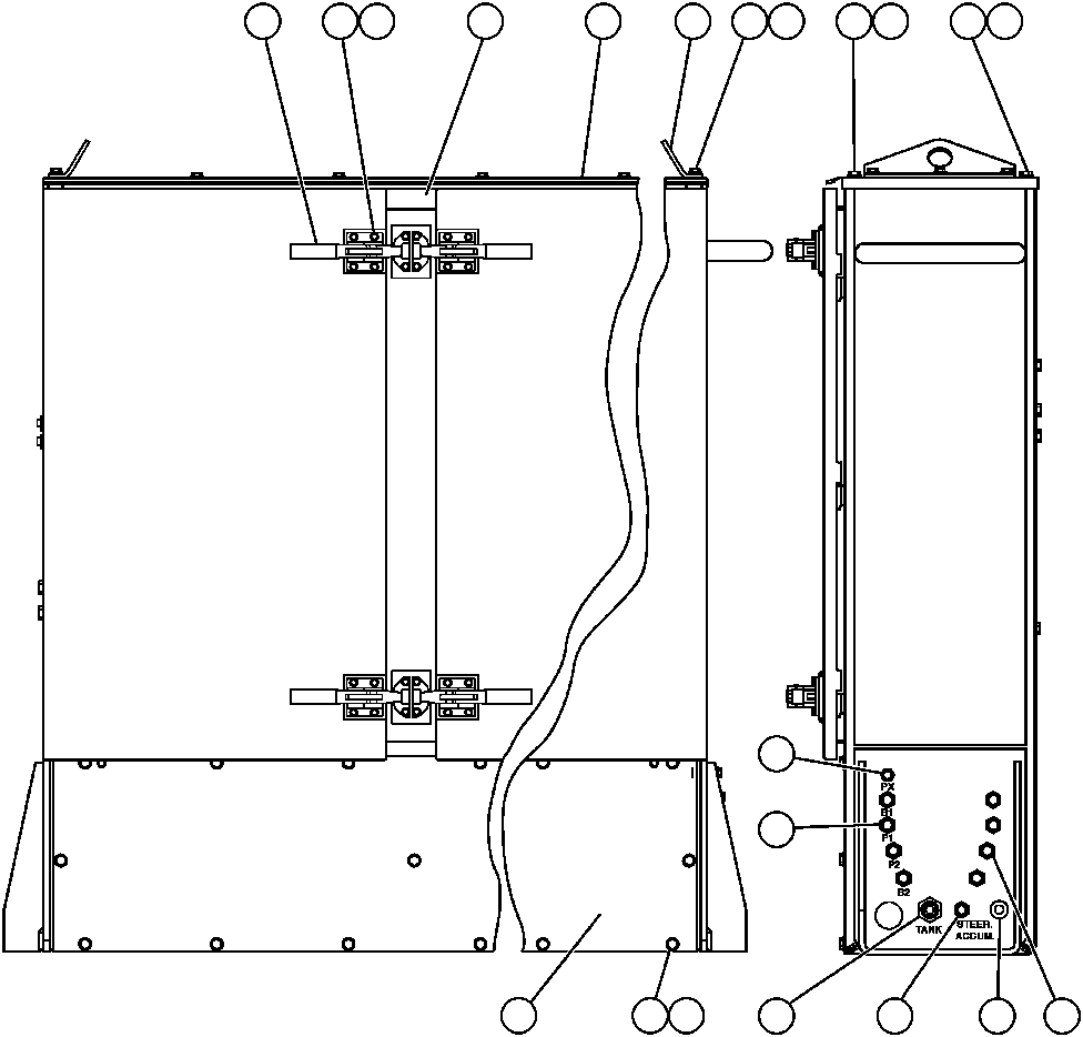 Komatsu parts book diagram for AFP49-A thru E  530M  S/N A30001-A30008 (DH627-0): HYDRAULIC CABINET - 2