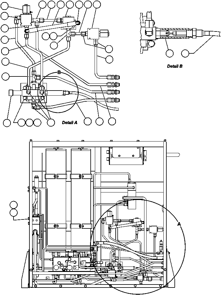 Komatsu parts book diagram for AFP49-A thru E  530M  S/N A30001-A30008 (DH627-0): HOIST PILOT PIPING