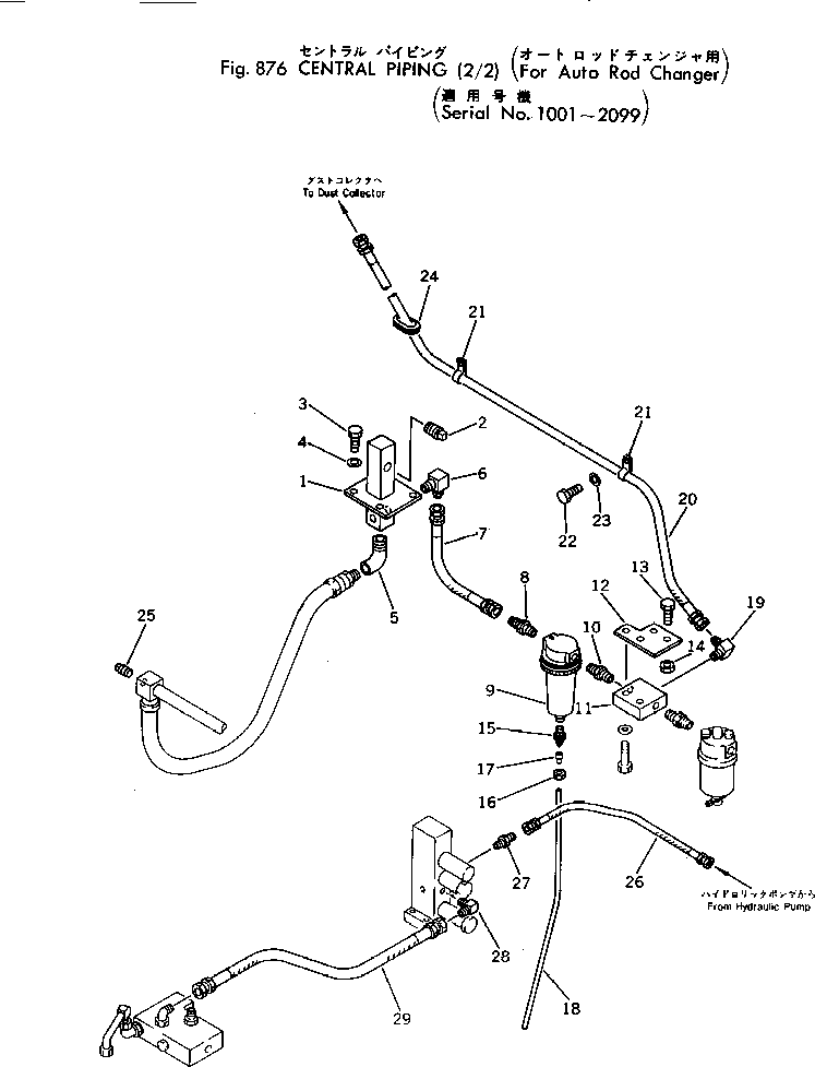 Other Komatsu / BC100-1 S/N 1001-UP(bc100-1c) / CENTRAL PIPING (2/2)(FOR AUTO ROD CHANGER)(#1001-2099)(240140 : 876) Other Komatsu / BC100-1 S/N 1001-UP(bc100-1c) / CENTRAL PIPING (2/2)(FOR AUTO ROD CHANGER)(#1001-2099)(240140 : 876)