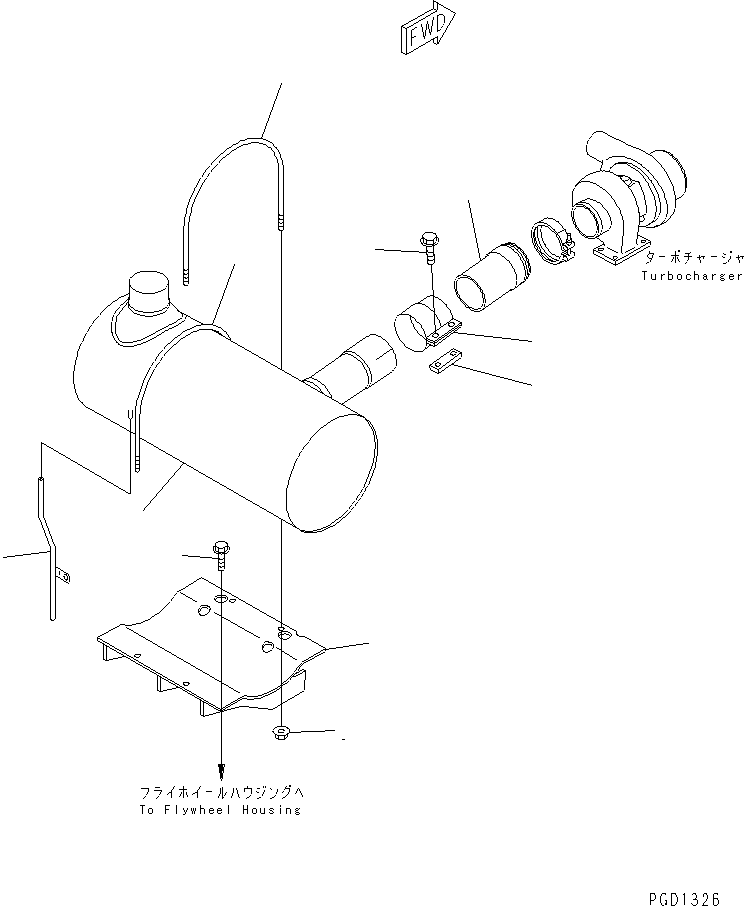Komatsu parts book diagram for S6D102E-1C-Z S/N 26200929-UP: MUFFLER AND MOUNTING (NOISE SUPPRESSION SPEC.)(#26201318-26220700)