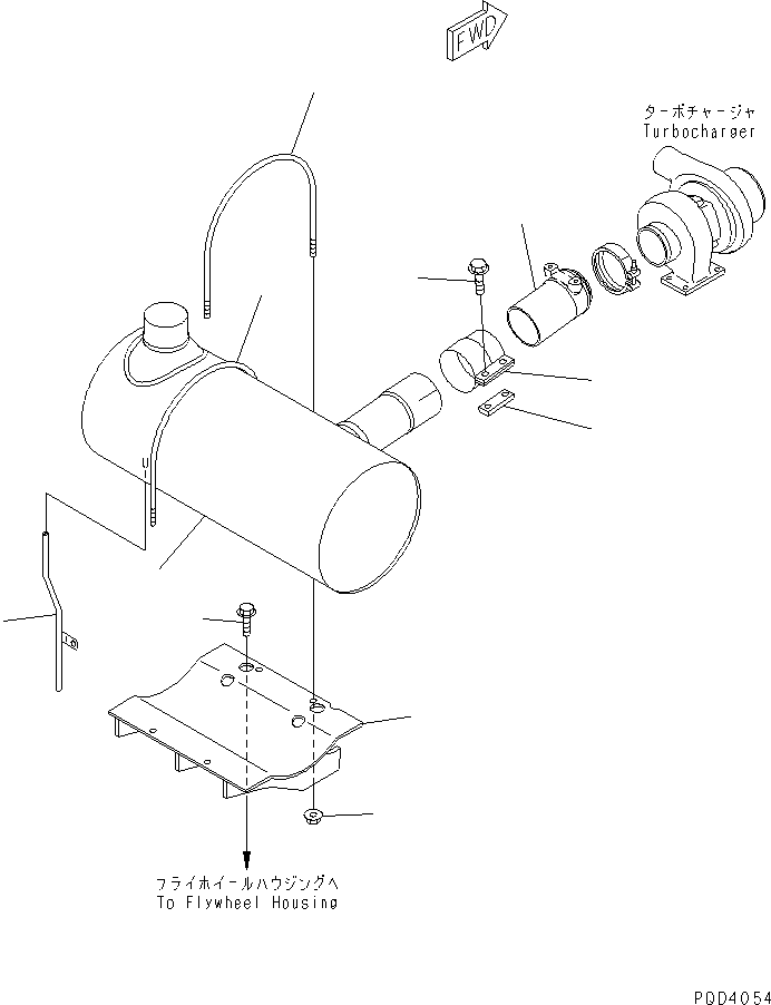 Komatsu parts book diagram for S6D102E-1C-Z S/N 26200929-UP: MUFFLER AND MOUNTING (NOISE SUPPRESSION SPEC.)(#26220701-26257385)