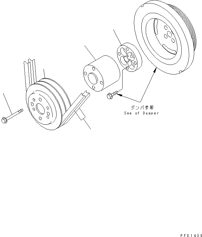 Komatsu parts book diagram for S6D102E-1C-Z S/N 26200929-UP: CRANK PULLEY (HARDENING)(#26201318-26257385)