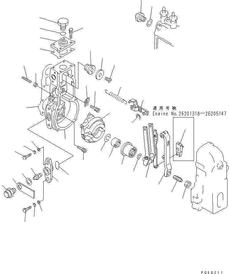 Komatsu parts book diagram for S6D102E-1C-Z S/N 26200929-UP: FUEL INJECTION PUMP (GOVERNOR) (1/2) (INNER PARTS)(#26201318-)