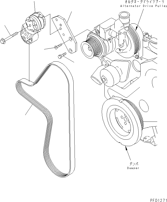 Komatsu parts book diagram for S6D102E-1C-Z S/N 26200929-UP: BELT TENSIONER(#26201318-)