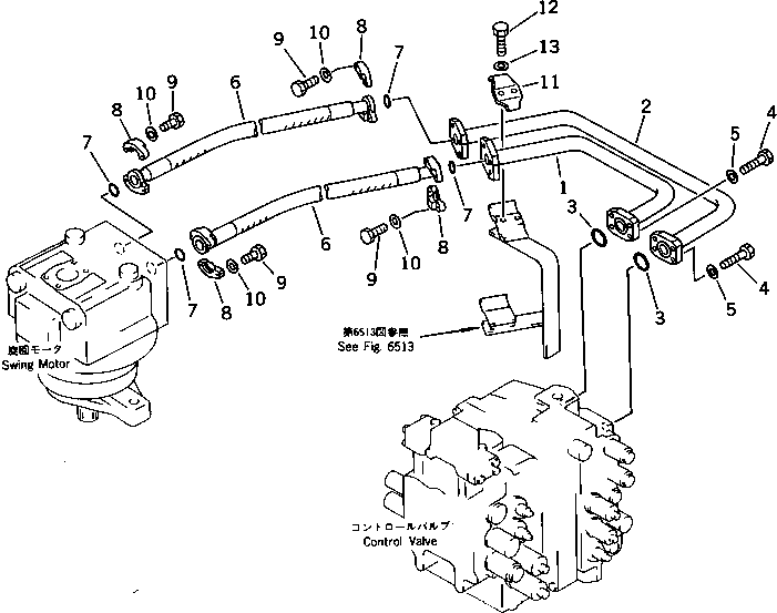Other Komatsu / BP500-3 S/N 15001-UP(bp500-3c) / HYDRAULIC PIPING (CONTROL VALVE TO/FROM SWING MOTOR)(120060 : 4301) Other Komatsu / BP500-3 S/N 15001-UP(bp500-3c) / HYDRAULIC PIPING (CONTROL VALVE TO/FROM SWING MOTOR)(120060 : 4301)