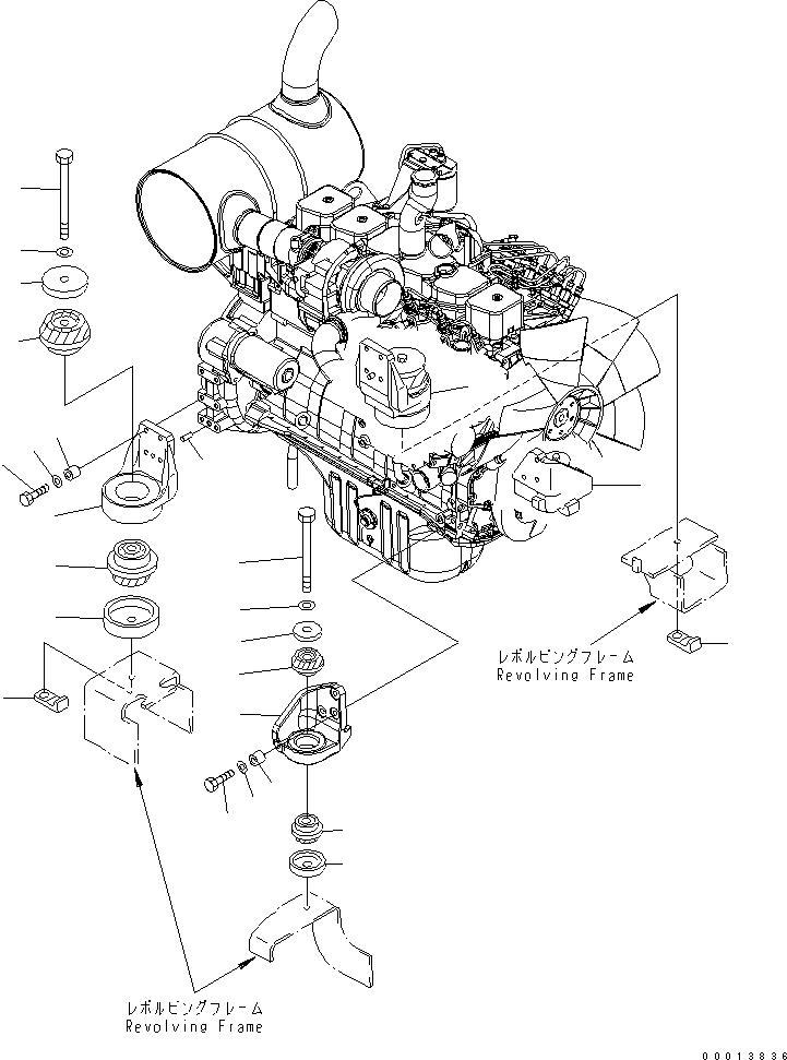 Other Komatsu / BP500-7-M1 S/N 20002-UP(bp500-7r) / ENGINE MOUNTING (BRACKET AND CUSHION)(030020 : B0100-01A0)