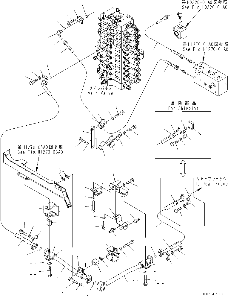 Other Komatsu / BP500-7-M1 S/N 20002-UP(bp500-7r) / ATTCHMENT LINE (BLOCK AND MAIN VALVE LINE) (4/4)(150170 : H1270-04A0)