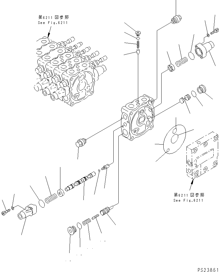Mobile crushers and recyclers Komatsu / BR100RG-1 S/N 1002-UP(br100rgr) / HYDRAULIC CONTROL VALVE (4/4)(#1002-1012)(150220 : 6214)