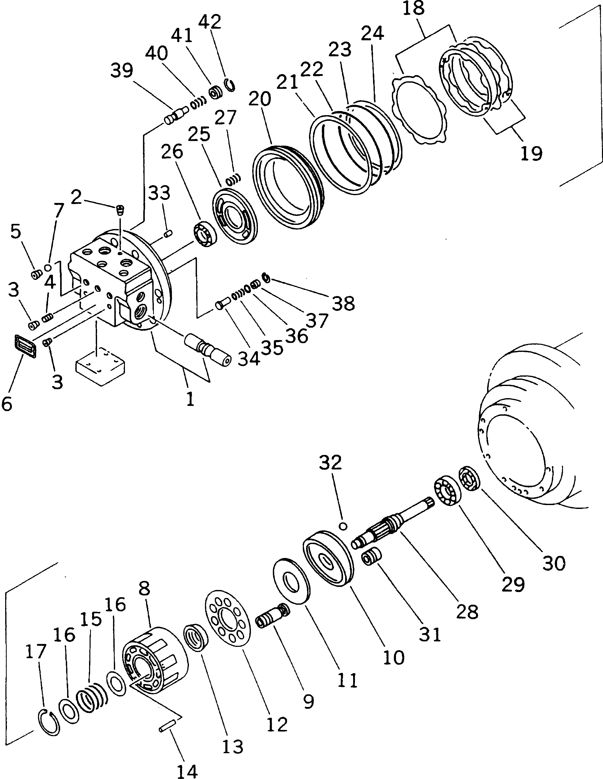 Mobile crushers and recyclers Komatsu / BR100RG-1 S/N 1002-UP(br100rgr) / TRAVEL MOTOR (1/3)(#1002-1100)(150350 : 6431)
