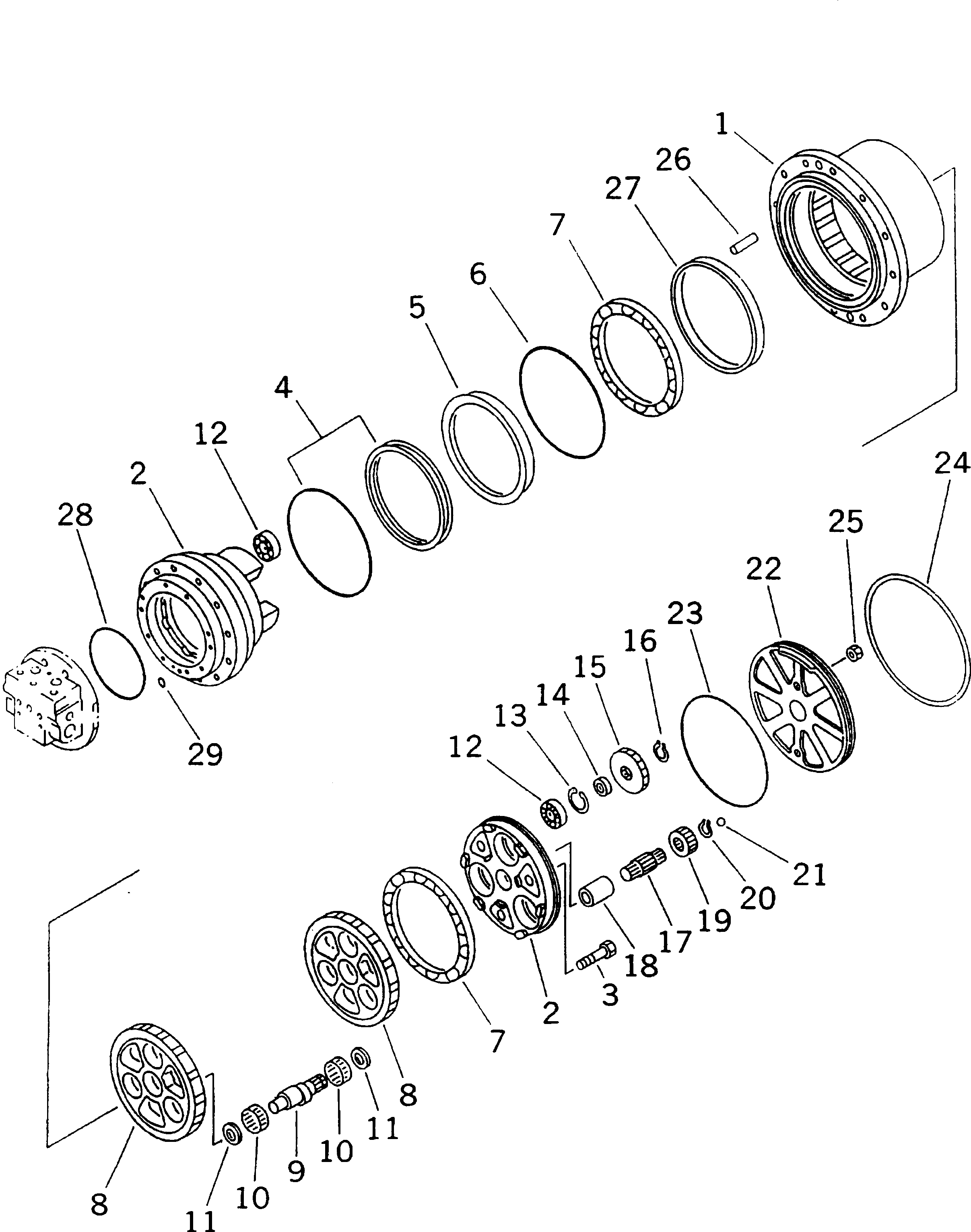 Mobile crushers and recyclers Komatsu / BR100RG-1 S/N 1002-UP(br100rgr) / TRAVEL MOTOR (3/3)(#1002-1100)(150390 : 6433)