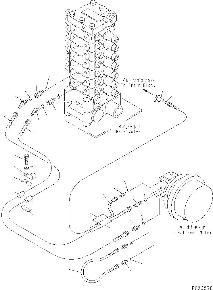Mobile crushers and recyclers Komatsu / BR100RG-1 S/N 1002-UP(br100rgr) / TRAVEL CONTROL PIPING (L.H.)(#1002-1100)(150630 : 6601)
