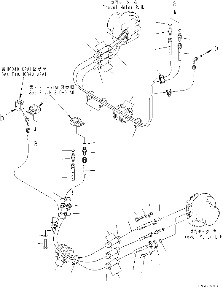 Mobile crushers and recyclers Komatsu / BR200T-1A S/N 1101-UP(br200t0r) / TRAVEL PIPING (LONG TRACK SPEC. -1A)(300010 : P1120-01A1)