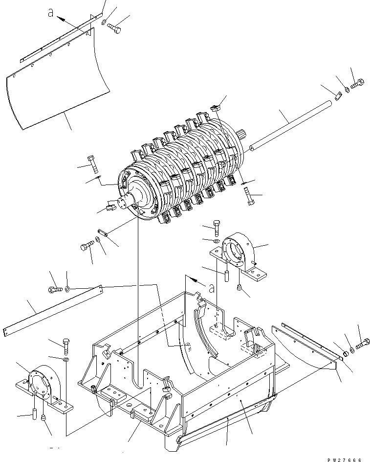 Mobile crushers and recyclers Komatsu / BR200T-1A S/N 1101-UP(br200t0r) / CRUSHER (1/3) (BLOCK BIT TYPE)(#1198-)(360260 : T1640-11A4)