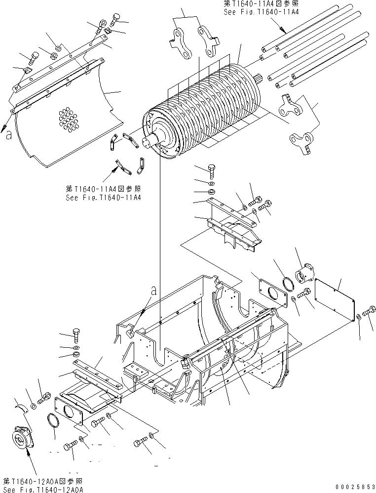 Mobile crushers and recyclers Komatsu / BR200T-1A S/N 1101-UP(br200t0r) / CRUSHER (3/3) (BLOCK BIT TYPE)(#1282-)(360340 : T1640-13A4A)