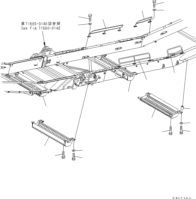 Mobile crushers and recyclers Komatsu / BR200T-1A S/N 1101-UP(br200t0r) / CONVEYOR (INNER PARTS) (HANDRAIL)(360580 : T1660-08A0)