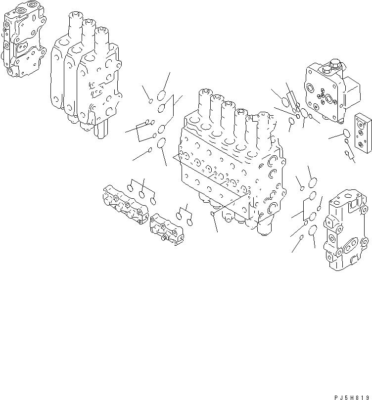 Mobile crushers and recyclers Komatsu / BR200T-1A S/N 1101-UP(br200t0r) / MAIN VALVE (3-ACTUATOR) (2/14)(450230 : Y1666-02A0)