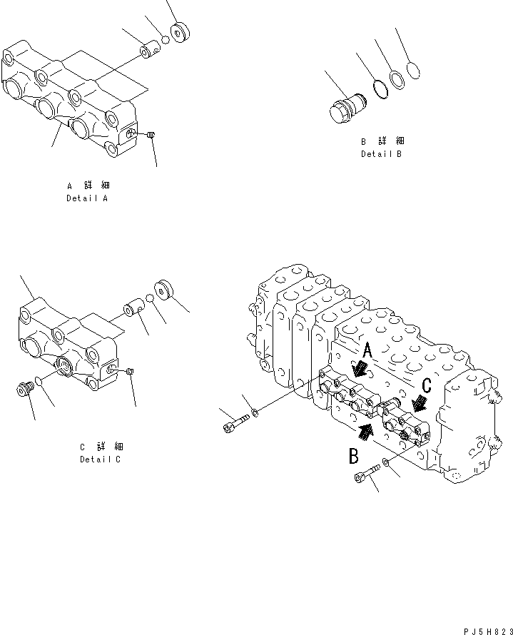 Mobile crushers and recyclers Komatsu / BR200T-1A S/N 1101-UP(br200t0r) / MAIN VALVE (3-ACTUATOR) (7/14)(450280 : Y1666-07A0)