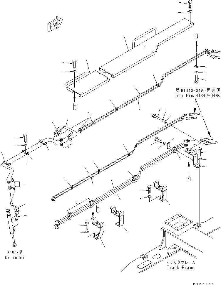 Mobile crushers and recyclers Komatsu / BR550JG-1 S/N 1001-UP(br550jgr) / FRAME PIPING (3/3)(210200 : K1550-03A0)