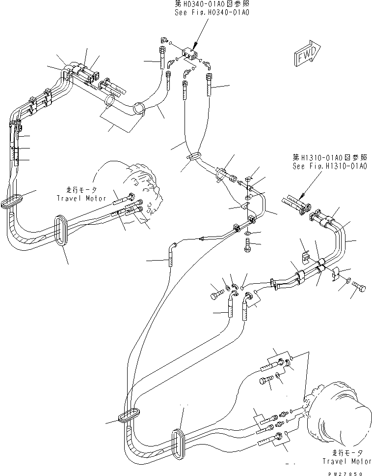 Mobile crushers and recyclers Komatsu / BR550JG-1 S/N 1001-UP(br550jgr) / TRAVEL PIPING(270010 : P1120-01A0)