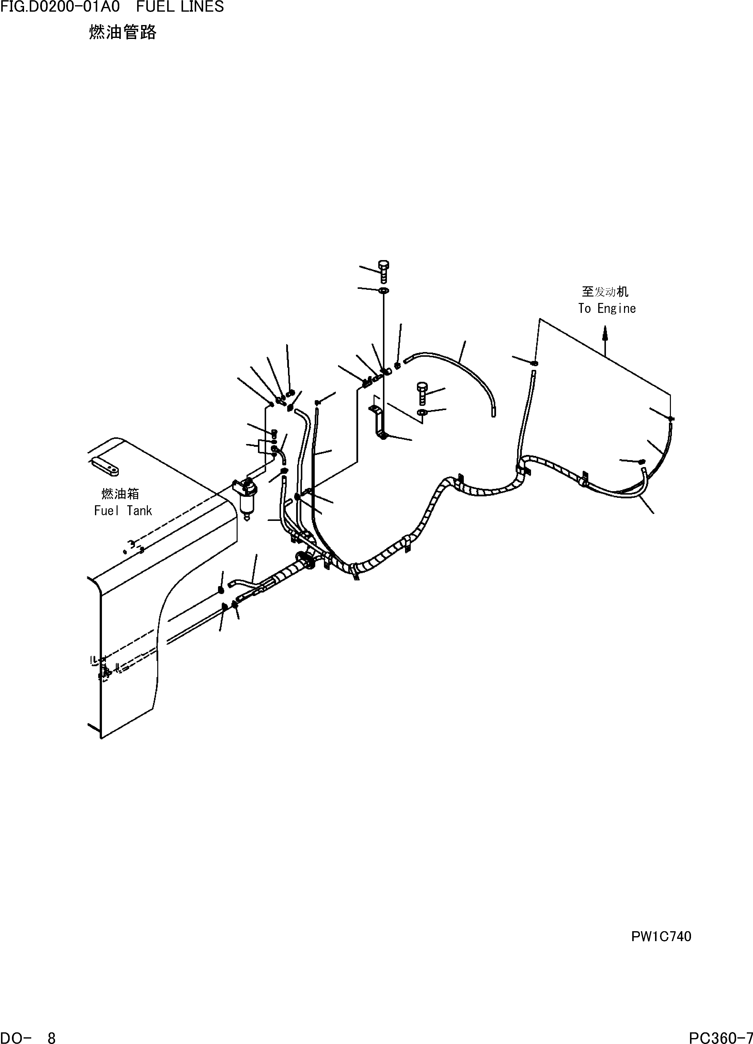 Komatsu parts book diagram for PC360-7 S/N 37715-UP: FUEL LINES