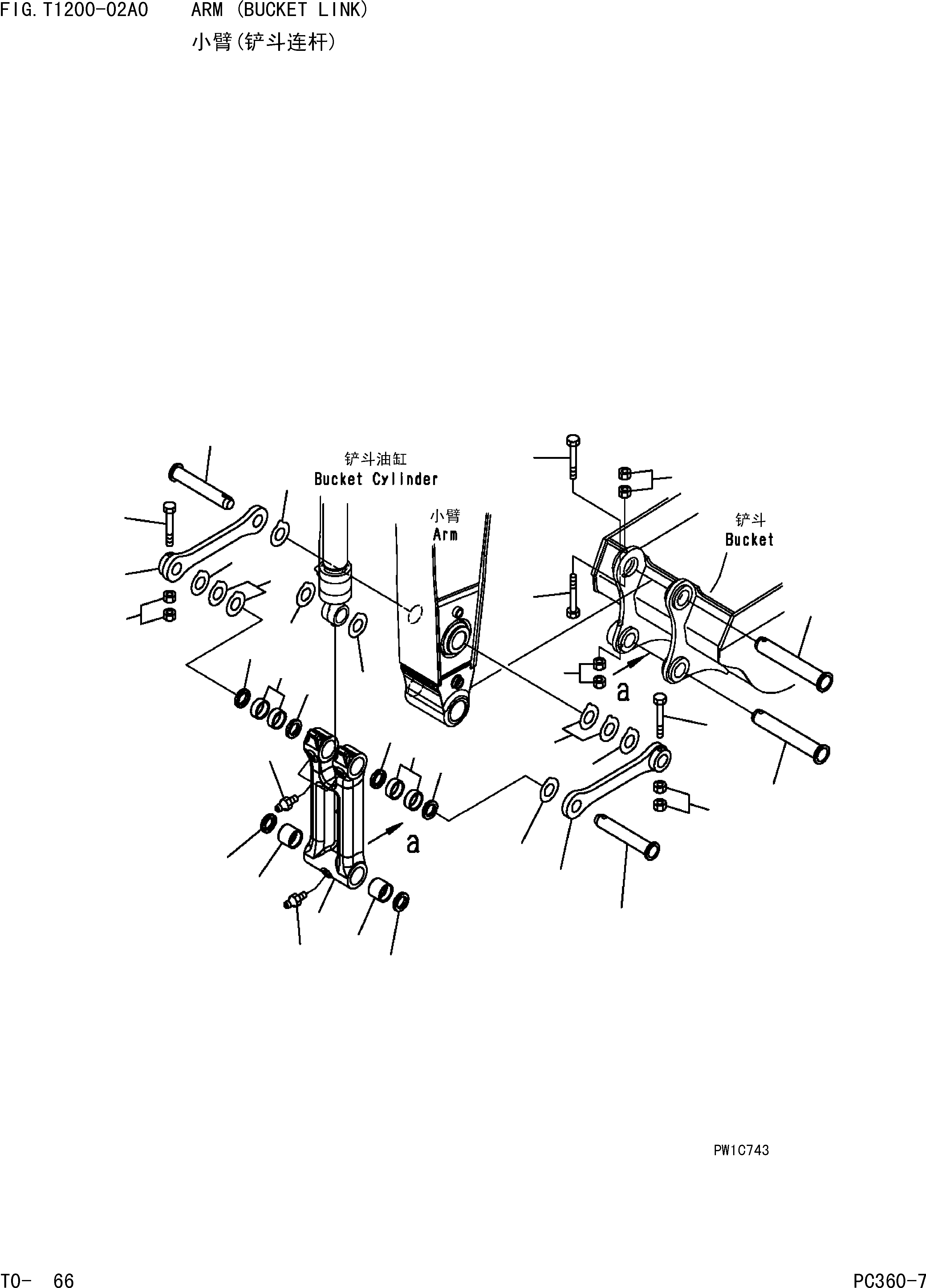 Komatsu parts book diagram for PC360-7 S/N 37715-UP: ARM (BUCKET LINK)