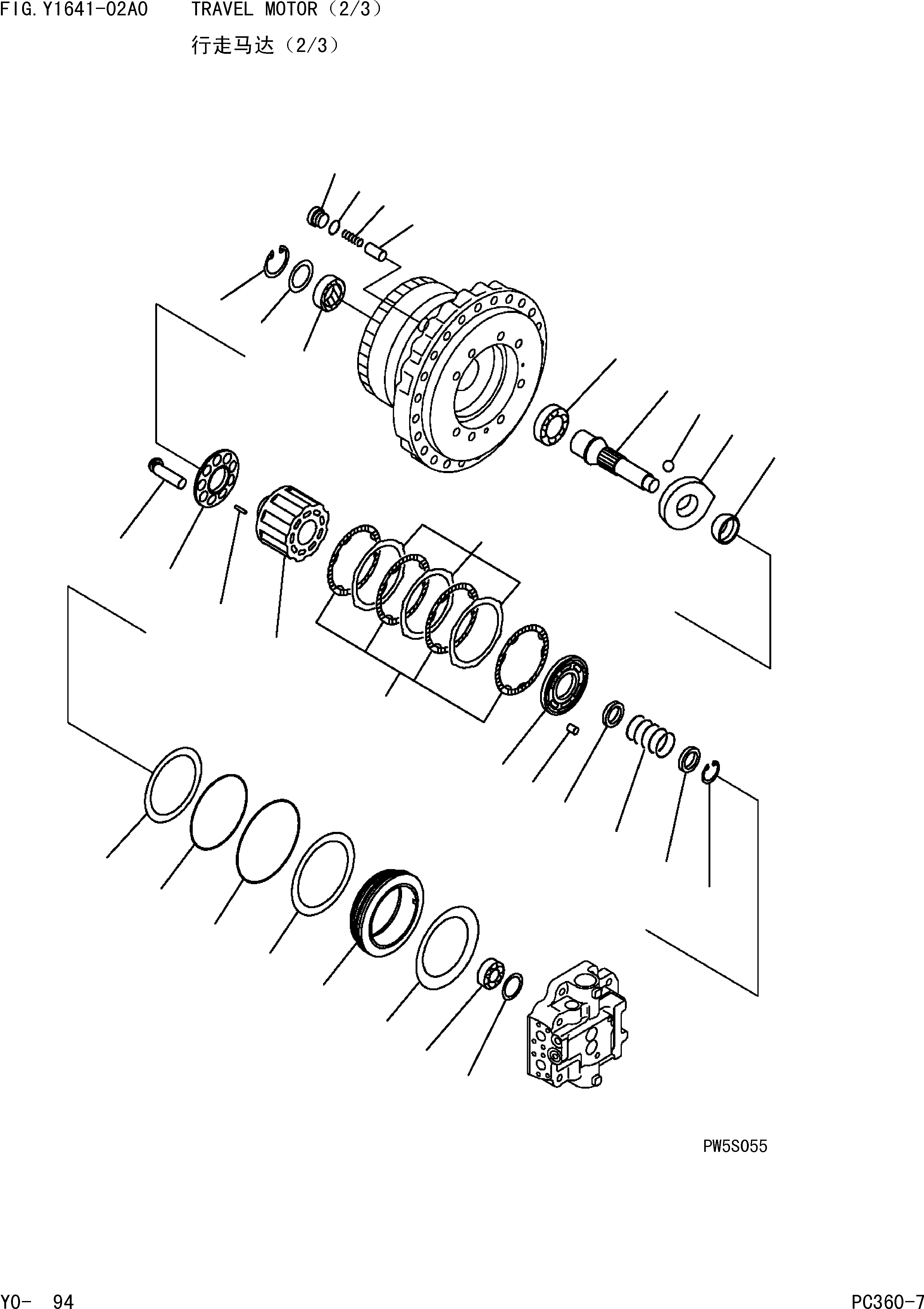 Komatsu parts book diagram for PC360-7 S/N 37715-UP: TRAVEL MOTOR(2/3)
