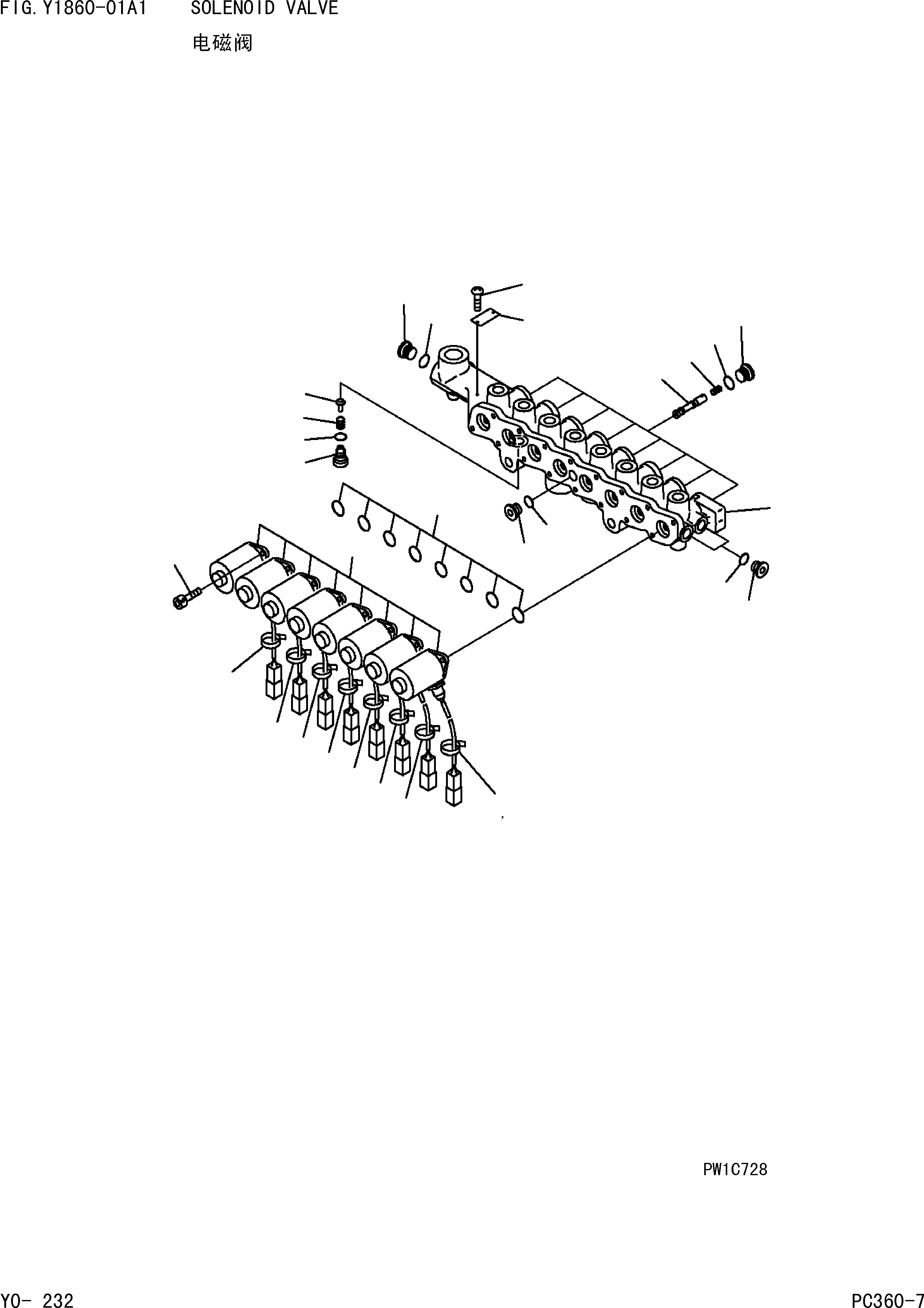 Komatsu parts book diagram for PC360-7 S/N 37715-UP: SOLENOID VALVE