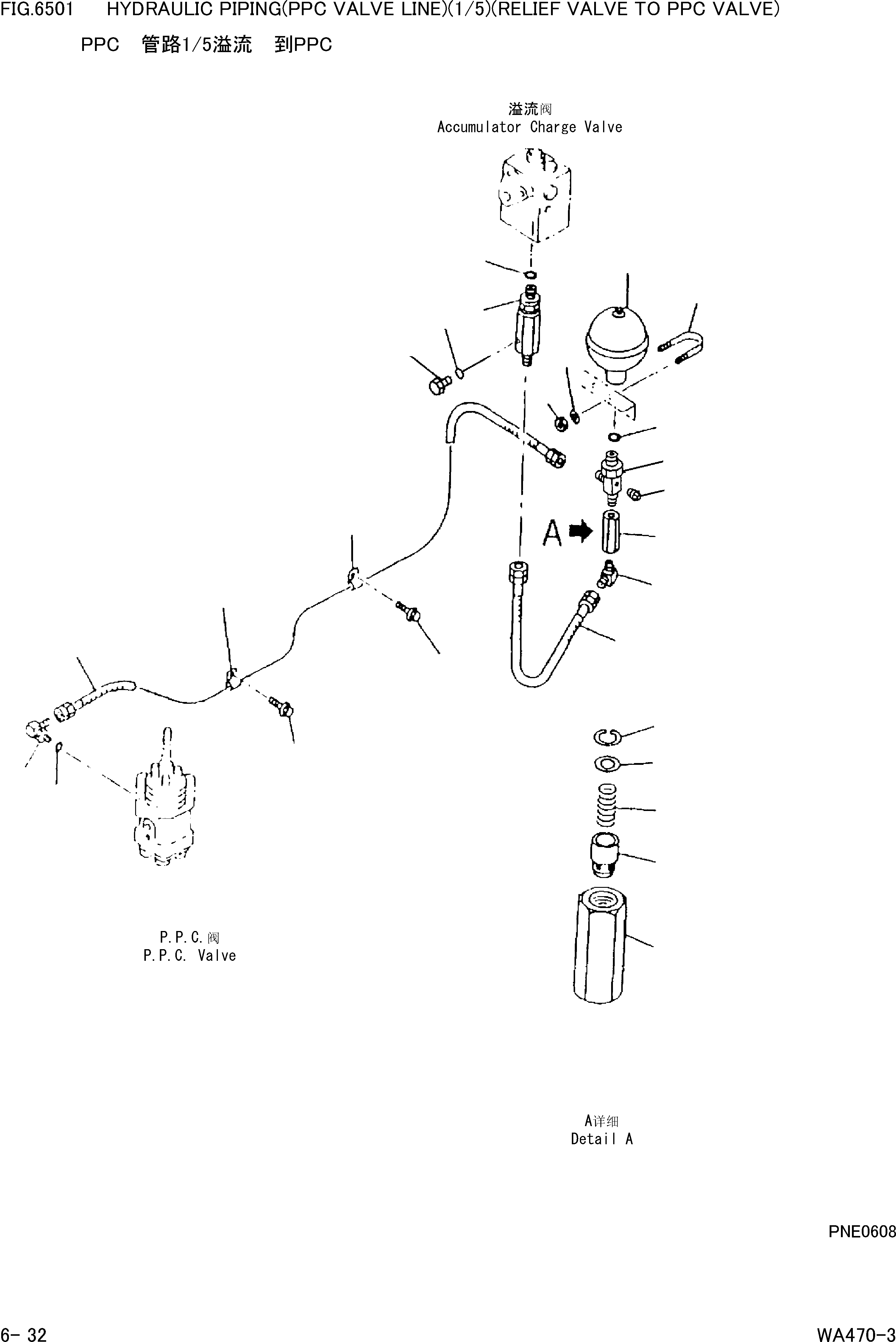 Wheel Loaders Komatsu / WA470-3 S/N 25233-UP(cw4700m2) / HYDRAULIC PIPING (PPC VALVE LINE)(1/5)(RELIEF VALVE TO PPC VALVE)(|000274 : |000274)