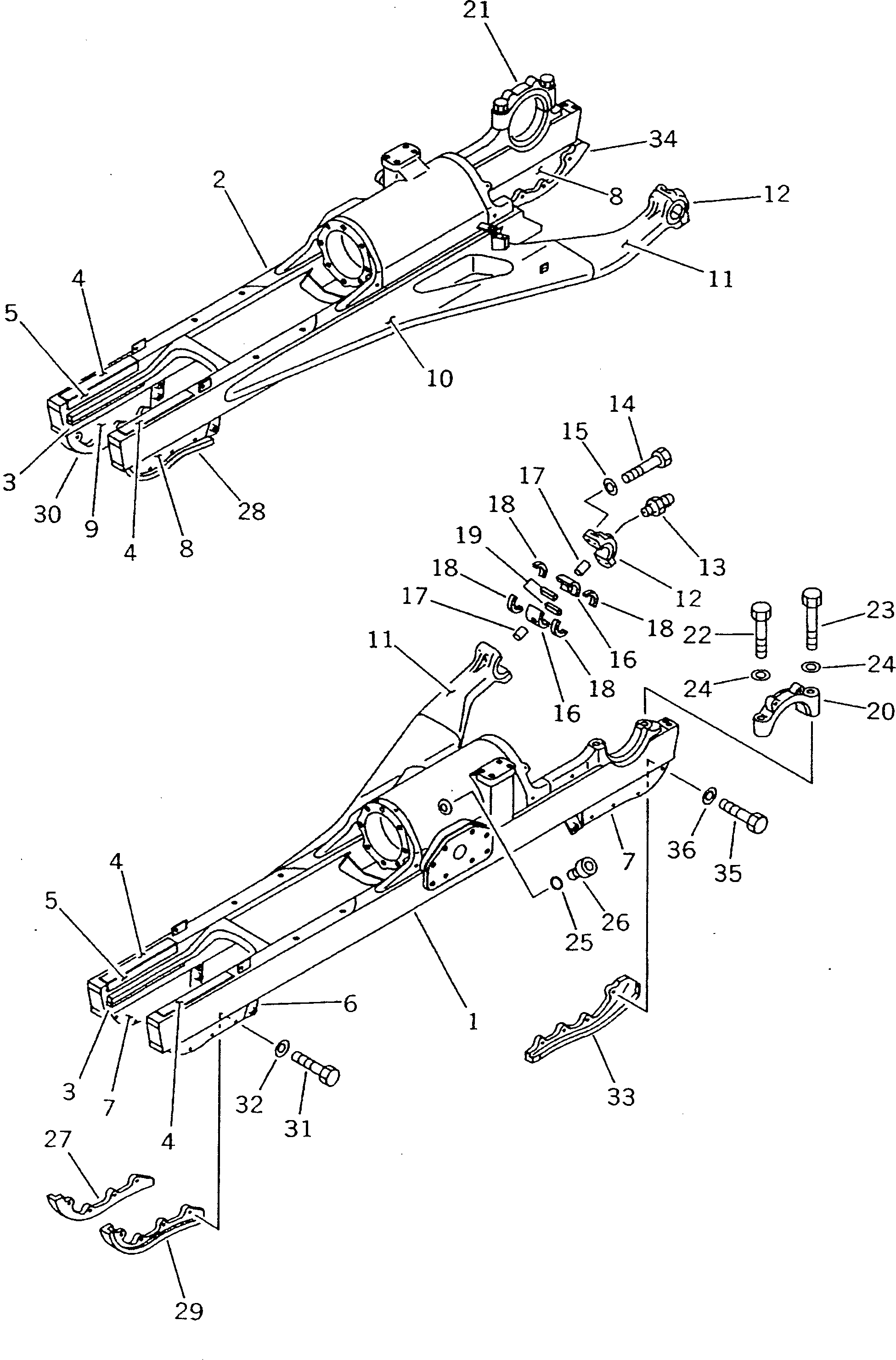 Bulldozers Komatsu / D135A-2 S/N 10301-UP(d135a-2c) / TRACK FRAME(090010 : 3001)