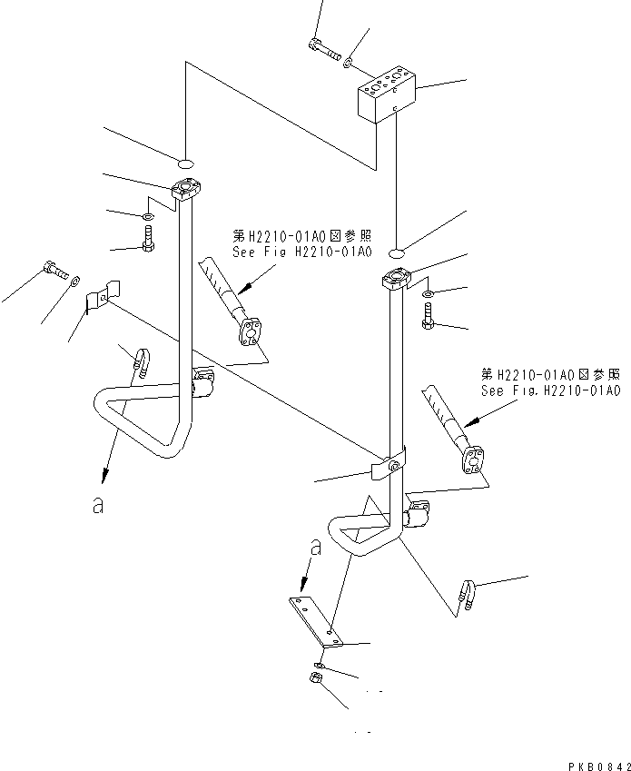 Bulldozers Komatsu / D155A-3 S/N 60001-UP(d155a-3c) / BLADE LIFT LINE (MAIN FRAME TO BLOCK) (RADIATOR GUARD)(180100 : H2211-02A0)