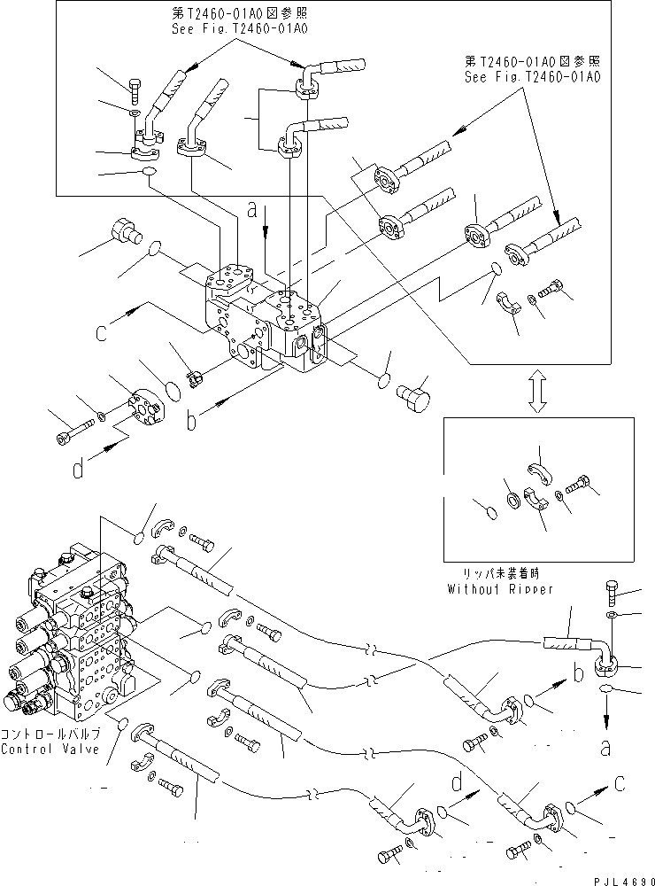 Bulldozers Komatsu / D155A-3 S/N 60001-UP(d155a-3c) / RIPPER BLOCK AND PIPING(180140 : H2250-02A0)