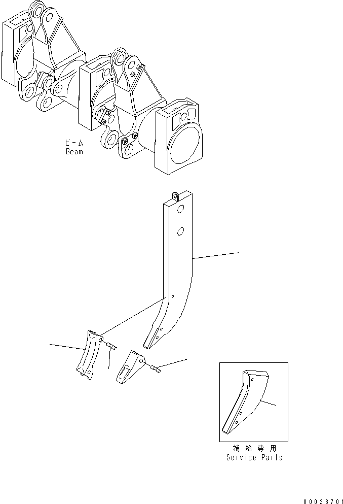 Bulldozers Komatsu / D155A-3 S/N 60001-UP(d155a-3c) / RIPPER SHANK (FOR MULTI RIPPER)(330300 : T2420-01A0)