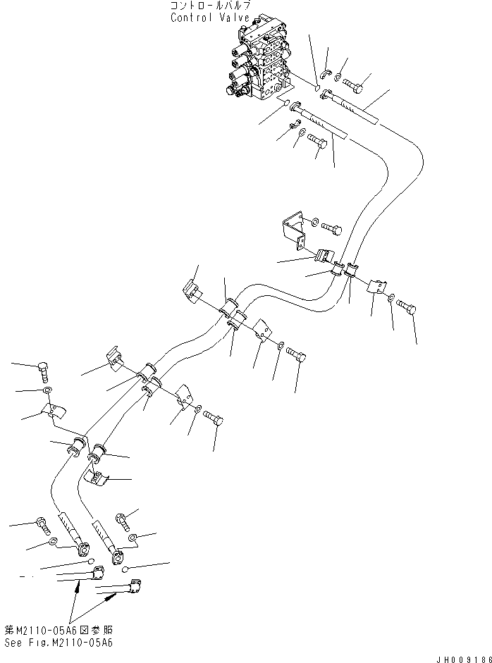 Komatsu parts book diagram for D155A-5 S/N 65001-UP (Extreme Cold Terrain): BLADE LIFT PIPING (MAIN FRAME) (COLD WEATHER (B) SPEC.)(#65275-)