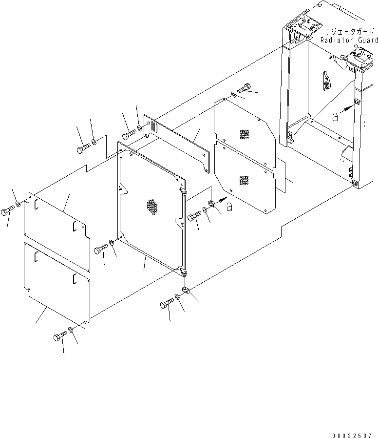 Komatsu parts book diagram for D155A-5 S/N 65001-UP (Extreme Cold Terrain): RADIATOR GUARD (RADIATOR MASK) (PERFORATED TYPE)(COLD WEATHER (B ) SPEC.)(#65275-)