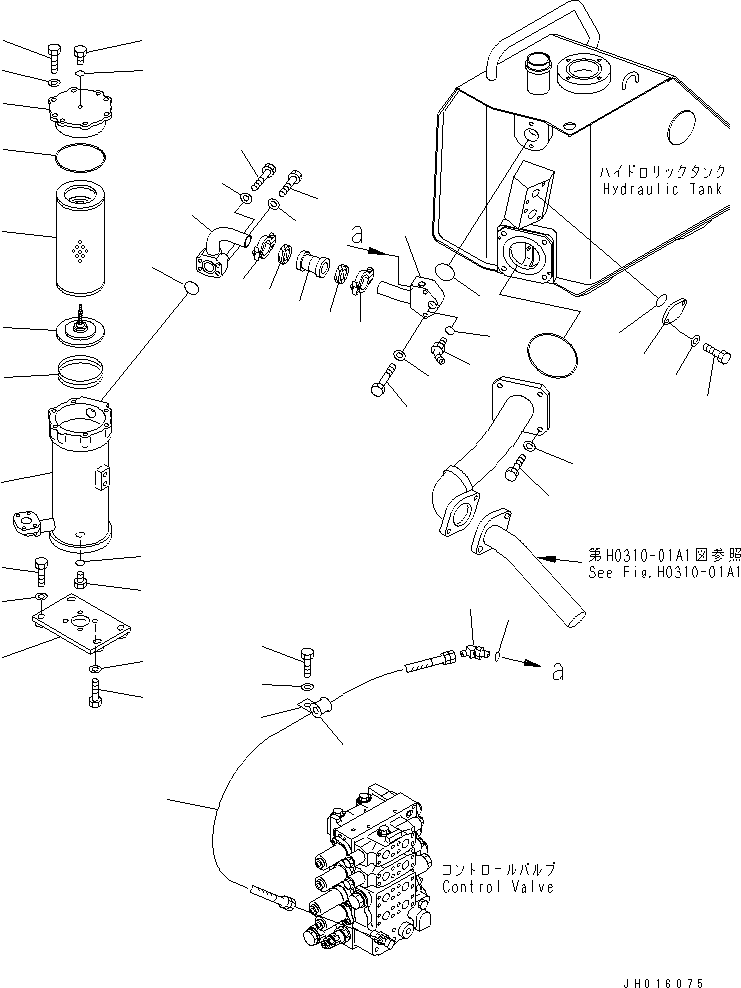 Komatsu parts book diagram for D155A-5 S/N 65001-UP (Extreme Cold Terrain): HYDRAULIC TANK PIPING (COLD WEATHER (B) SPEC.)(#65275-)