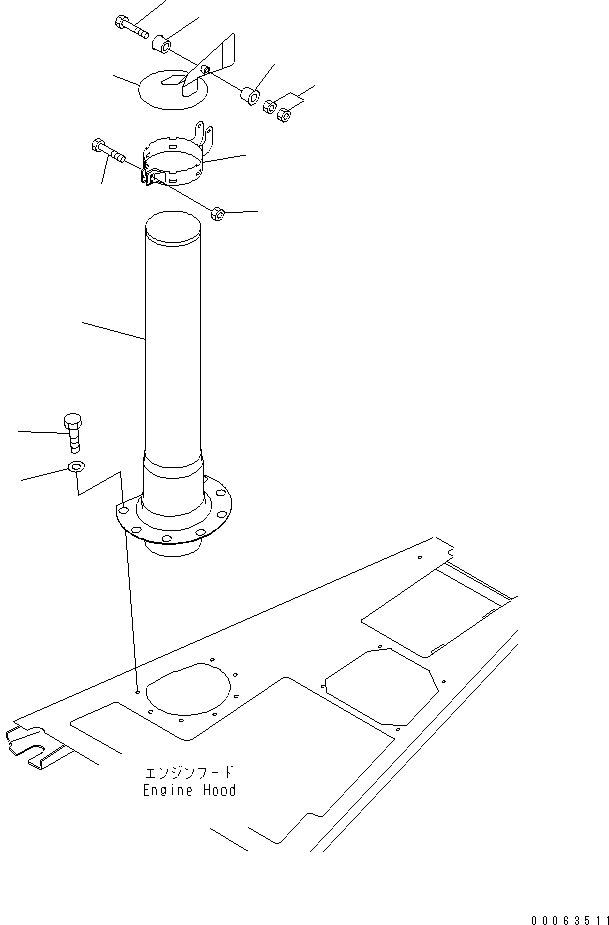 Komatsu parts book diagram for D155A-6 S/N 85001-85076: EXHAUST PIPE(#85001-)