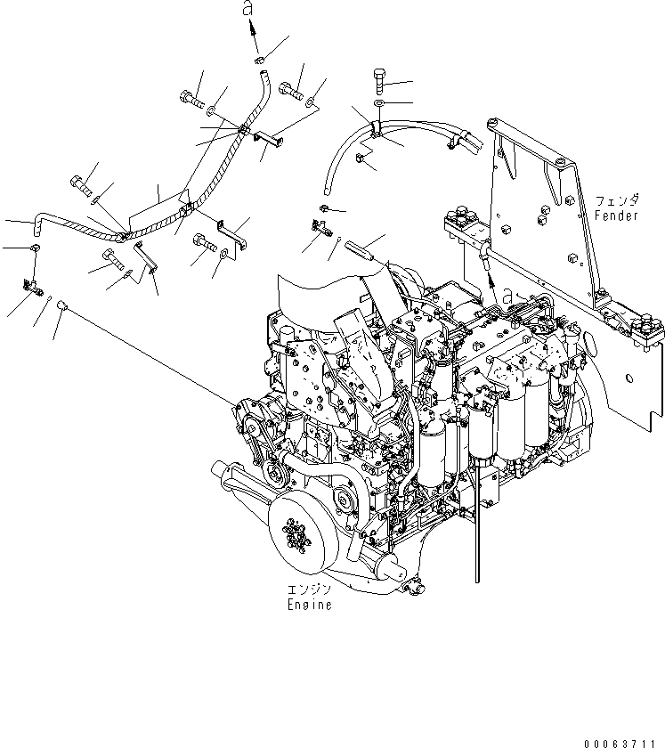 Komatsu parts book diagram for D155A-6 S/N 85001-85076: HEATER LINE(#85001-)