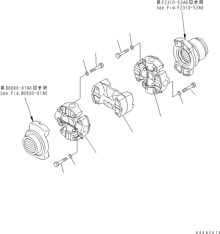 Komatsu parts book diagram for D155A-6 S/N 85001-85076: UNIVERSAL JOINT(#85001-)