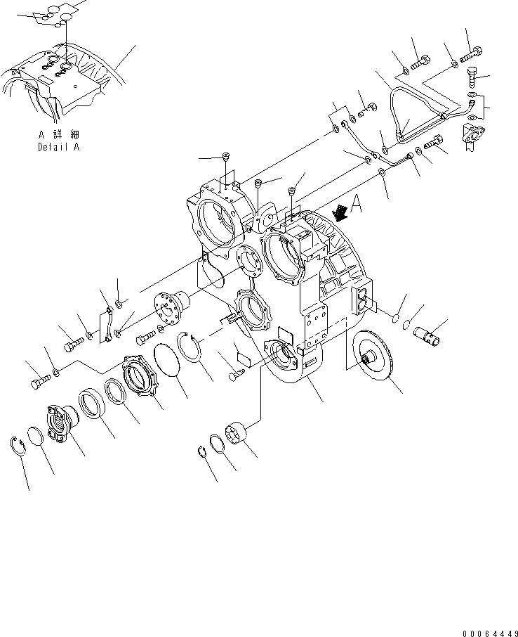 Komatsu parts book diagram for D155A-6 S/N 85001-85076: TORQUE CONVERTER (CASE)(#85001-)