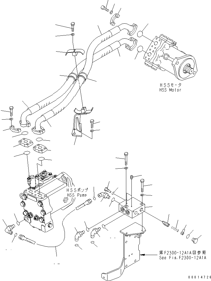 Bulldozers Komatsu / D155AX-5 S/N 70001-UP(d155ax1r) / HYDRAULIC PIPING (1/3)(#76001-)(150150 : F2300-10A1A)