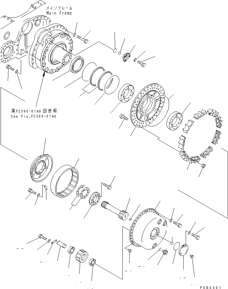 Bulldozers Komatsu / D155AX-5 S/N 70001-UP(d155ax1r) / FINAL DRIVE¤ L.H. (SPROCKET HUB AND CARRIER)(150510 : F2380-02A0)