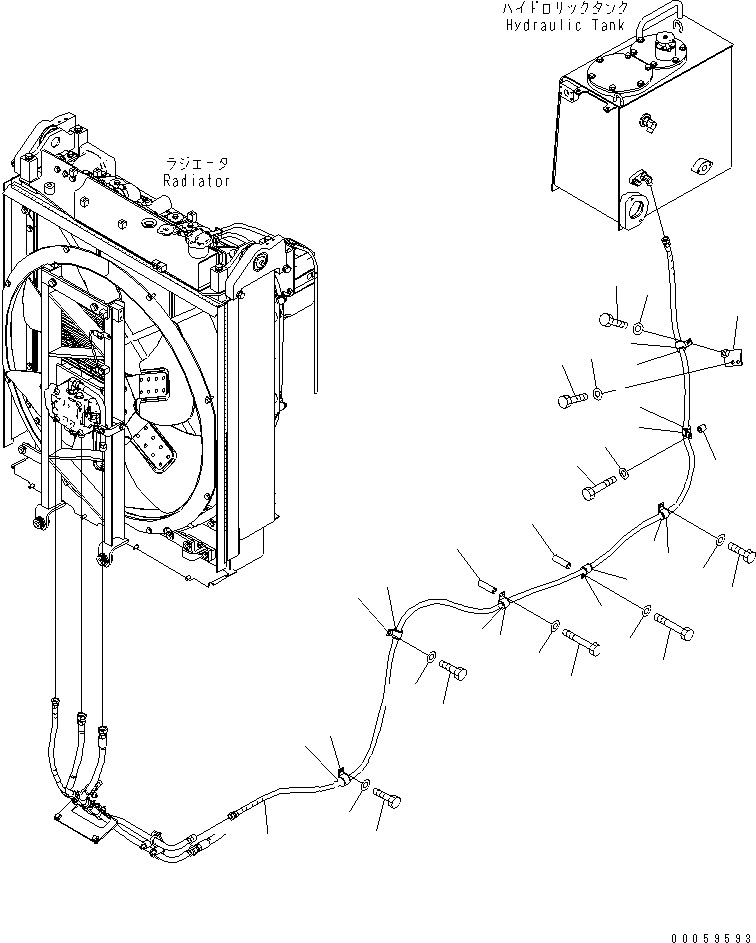 Komatsu parts book diagram for D155AX-6 S/N 80001-81027 (ecot3): FAN DRIVE LINE (FAN RETURN AND DRAIN LINE) (FOR LANDFILL SPEC.)(#80001-)