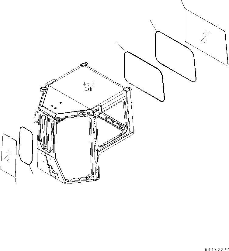 Komatsu parts book diagram for D155AX-6 S/N 80001-81027 (ecot3): CAB (SASH)(#80001-)