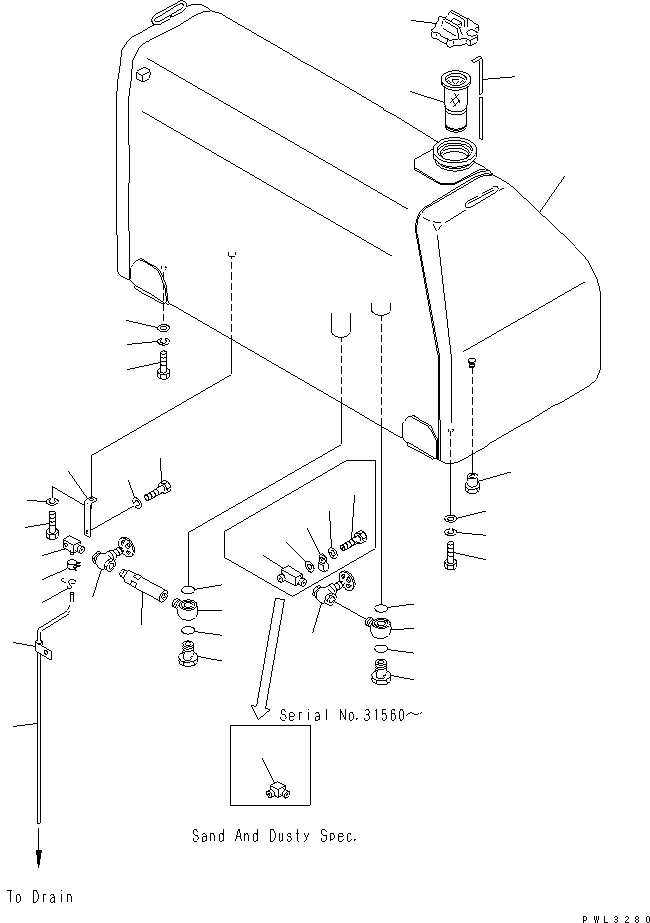 Pipelayers Komatsu / D155C-1P-ZZ S/N 15686-UP(d155c-0c) / FUEL TANK(030150 : 1141)