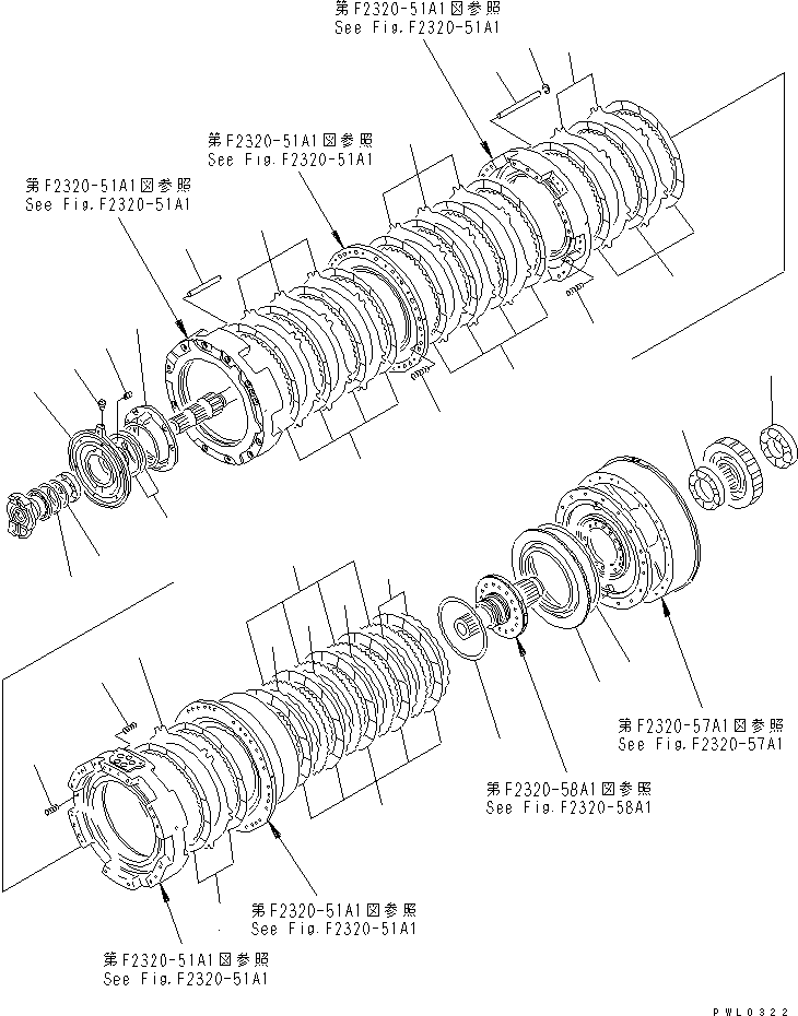 Pipelayers Komatsu / D155C-1P S/N 15686-UP (S6D155-4 Eng. Installed (-50cent. Spec.))(d155c-1c) / TRANSMISSION CARRIER (3/3)(#31564-)(150300 : F2320-55A1A)